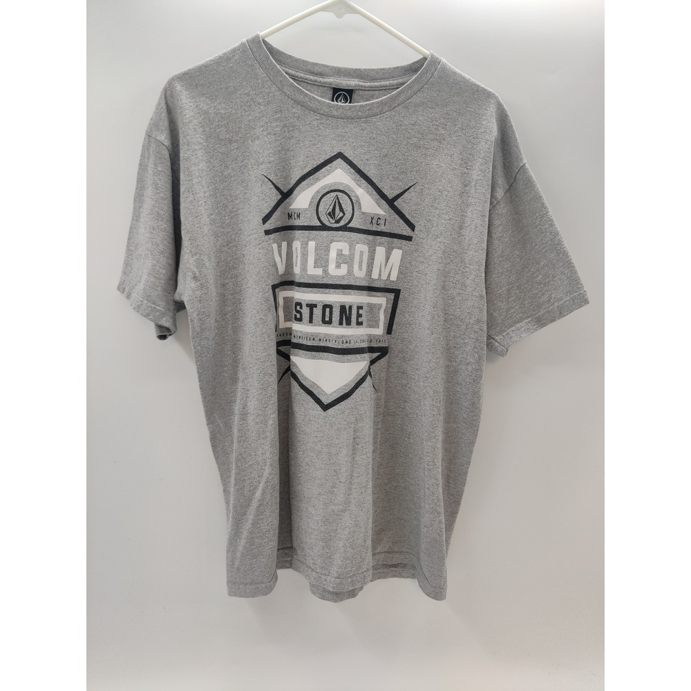 Volcom Stone Mens Graphic T-Shirt Heather Gray‎ Short Sleeve Crew Neck Large